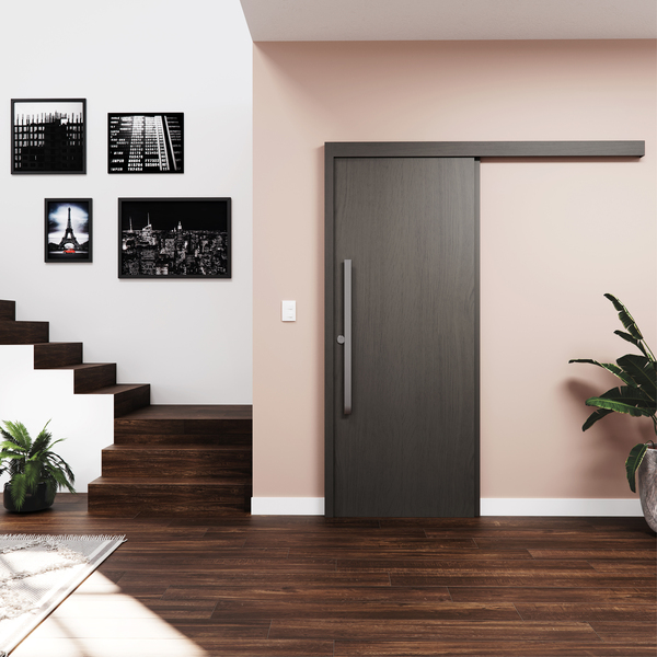 Kit Correr com Batente de 12 a 19cm e Folha de Porta Lacca Touch Carvalho Direito ou Esquerdo 2,10x0,92 Concrem Wood