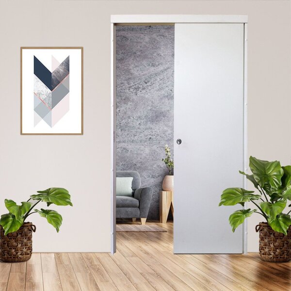 Kit Porta De Correr Pronta Sobrepor 210x92cm Germano Branco