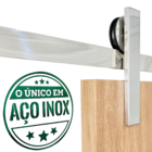 Kit Porta De Correr Roldana Aparente Trilho Inox Polido 3 Mt