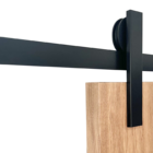 Kit Porta De Correr Roldana Aparente Trilho Inox Preto 2,5 Mt