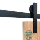 Kit Porta De Correr Roldana Aparente Trilho Inox Preto 2,5 Mt