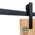 Kit Porta De Correr Roldana Aparente Trilho Inox Preto 2 Mt