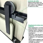 Kit Porta De Correr Roldana Aparente Trilho Inox Preto 2 Mt