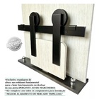 Kit Porta De Correr Roldana Aparente Trilho Inox Preto 3 Mt