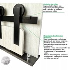 Kit Porta De Correr Roldana Aparente Trilho Inox Preto 3 Mt