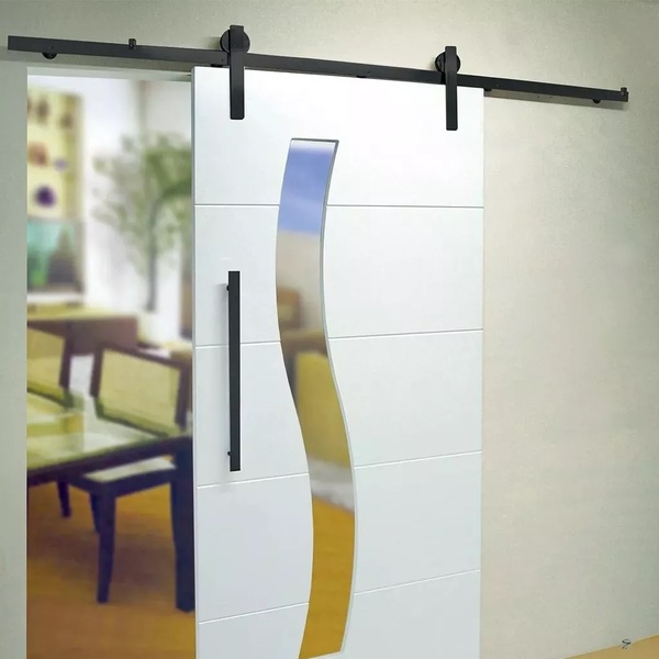 Kit Porta De Correr Roldana Aparente Trilho Preto 2,5 Mt