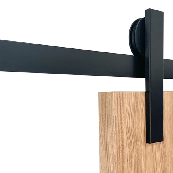 Kit Porta De Correr Roldana Aparente Trilho Preto 3 Mt