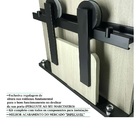 Kit Porta De Correr Roldana Aparente Trilho Preto 3 Mt