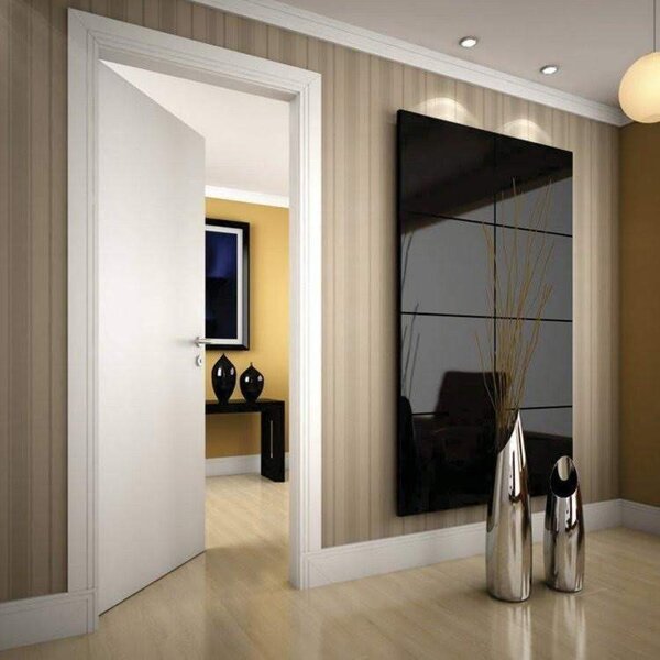 Kit Porta De Madeira 210x60cm Lisa Laqueada Esquerda Moldufam