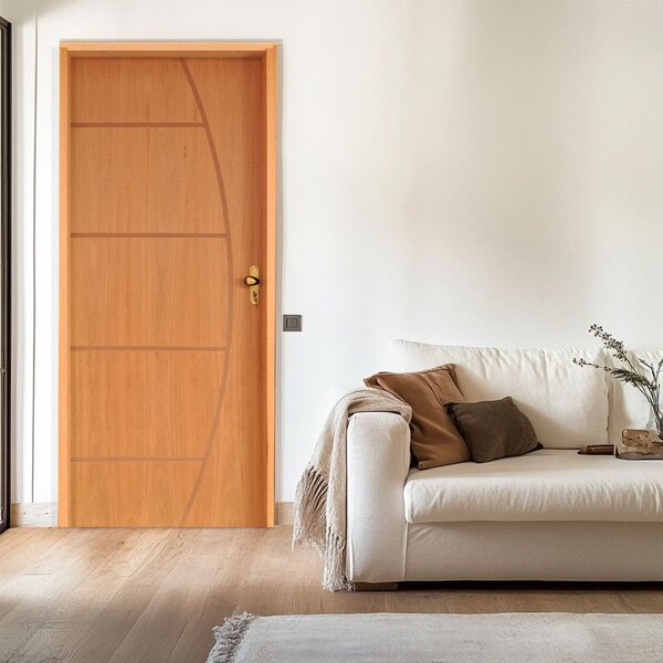 Kit Porta De Madeira 210x62cm Batente 11cm Fechadura Golf Bel