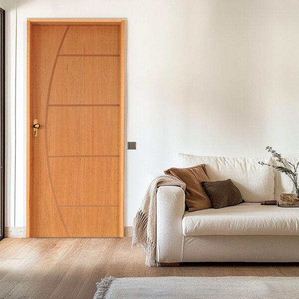 Kit Porta De Madeira 210x62cm Batente 14cm Fechadura Golf Bel