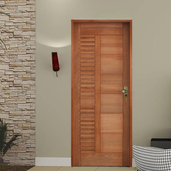 Kit Porta De Madeira 210x72cm Batente 14cm Fechadura Externa