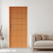 Kit Porta De Madeira 210x72cm Batente 14cm Fechadura Rolete R