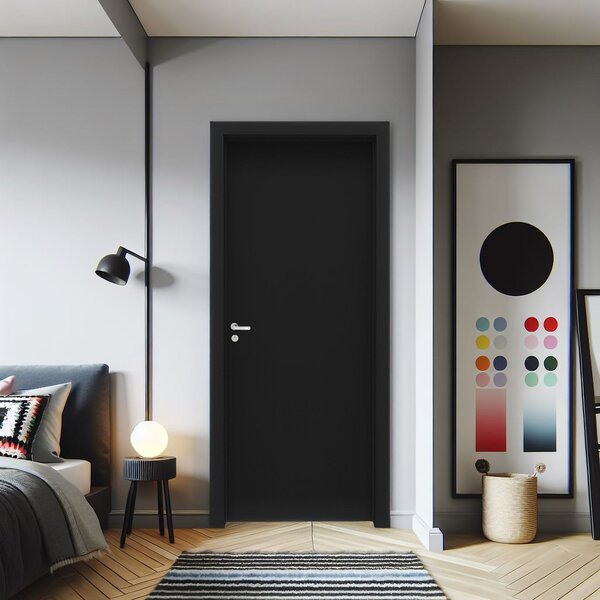 Kit Porta De Madeira 210x80cm Lisa Laqueada Moldufama Abertur