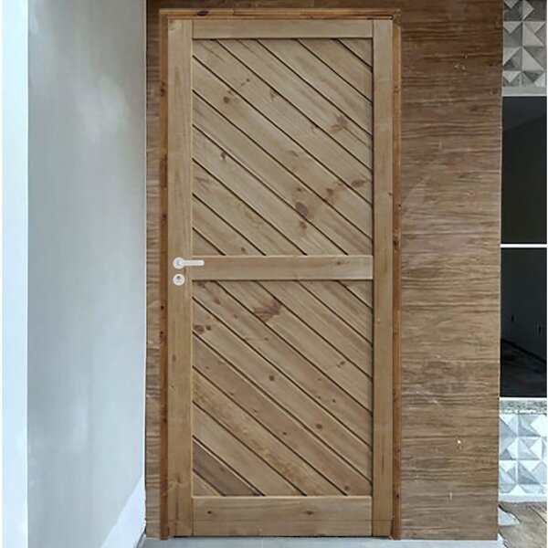 Kit Porta De Madeira 210x82cm Batente 11cm Fechadura Stilo Ro