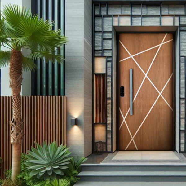 Kit Porta De Madeira 210x82cm Batente 14cm Fechadura Digital