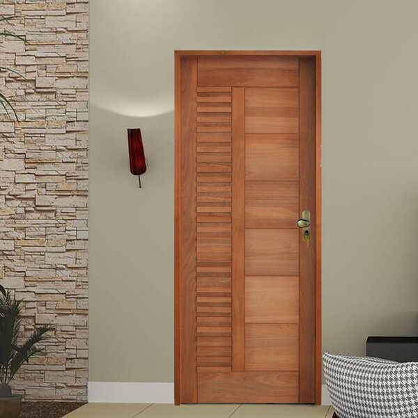 Kit Porta De Madeira 210x82cm Batente 14cm Fechadura Externa