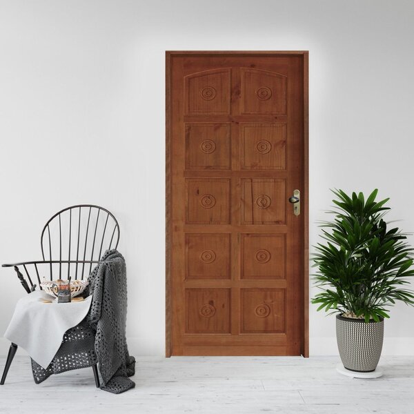 Kit Porta De Madeira 210x82cm Batente 14cm Fechadura Golf Rod