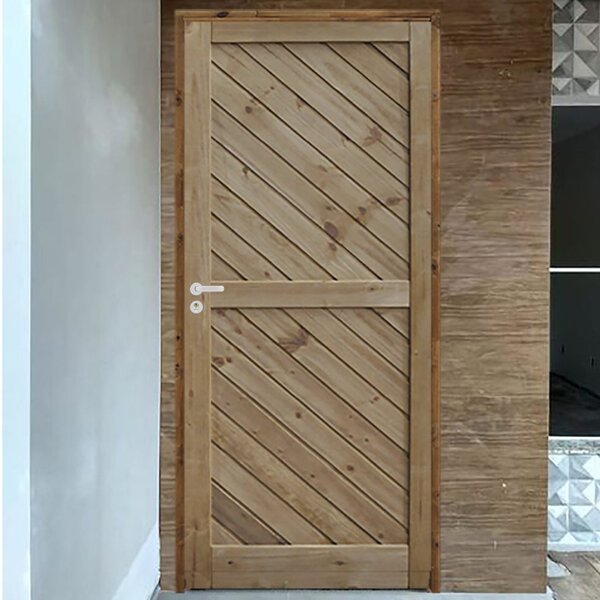 Kit Porta De Madeira 210x92cm Batente 11cm Fechadura Stilo Ro