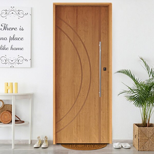 Kit Porta De Madeira 210x92cm Batente De 14cm Fechadura Rolet