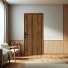 Kit Porta De Madeira 215x65cm Batente De Aço 12cm Abertura Es