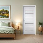 Kit Porta De Madeira 215x77cm Batente 11cm Cristal Primer Com