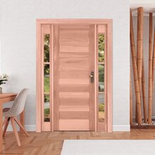 Kit Porta De Madeira 2 Vitrôs 213cmx136cmx12cm Pe28 Esel Aber