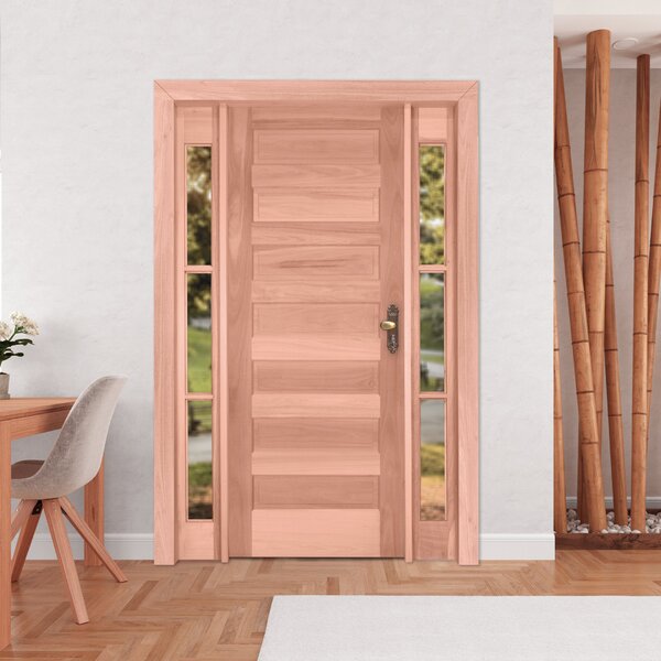 Kit Porta De Madeira 2 Vitrôs 213cmx146cmx12cm Pe28 Esel Aber