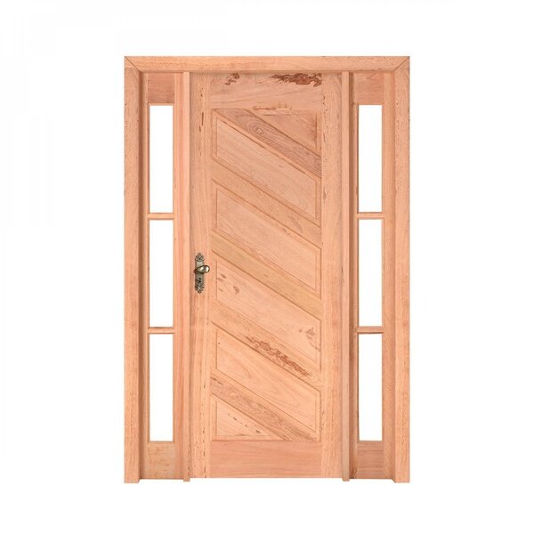 Kit Porta De Madeira 2 Vitrôs Direita 213cmx136cmx12cm Pe26 E