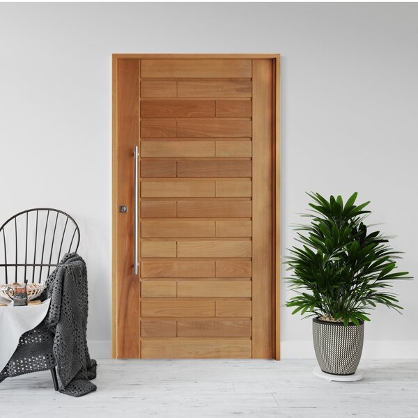 Kit Porta De Madeira  210x140cm Batente 14cm Fechadura 803 Ro