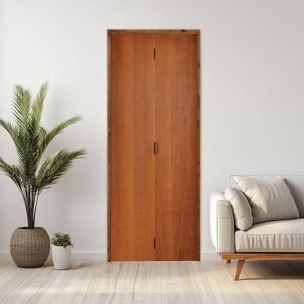 Kit Porta De Madeira Camarão 210x62cm Batente 14cm Rodam Aber