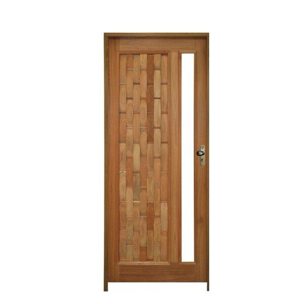 Kit Porta De Madeira Com Visor 210x82cm Batente 14cm Fechadur