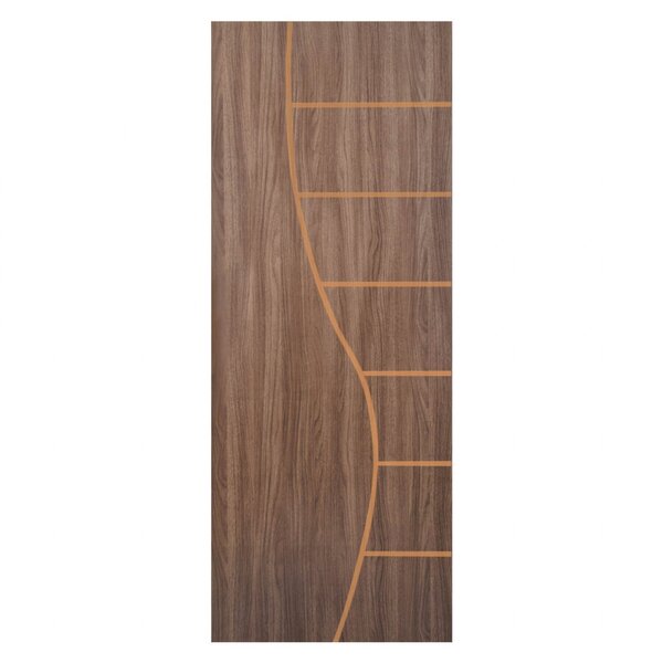 Kit Porta De Madeira Decorada 212x65cm Com Batente De Alumíni