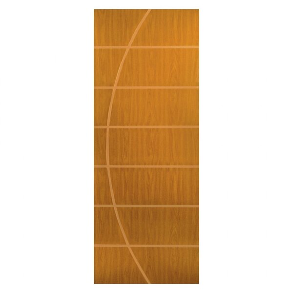 Kit Porta De Madeira Decorada 212x65cm Com Batente De Alumíni