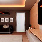 Kit Porta De Madeira Decorada 212x65cm Com Batente De Alumini