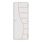 Kit Porta De Madeira Decorada 212x75cm Com Batente De Alumíni