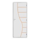 Kit Porta De Madeira Decorada 212x75cm Com Batente De Alumíni