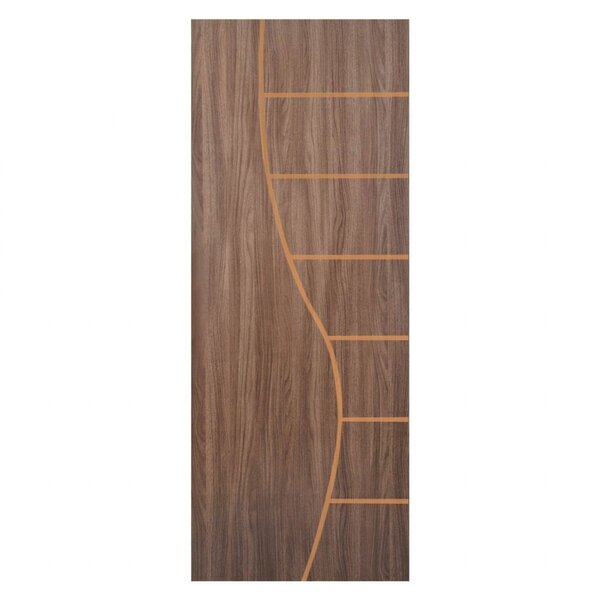 Kit Porta De Madeira Decorada 212x75cm Com Batente De Alumíni