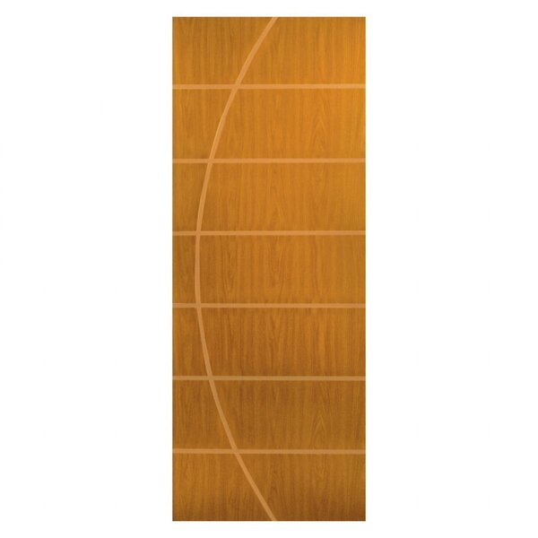 Kit Porta De Madeira Decorada 212x75cm Com Batente De Alumíni