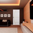 Kit Porta De Madeira Decorada 212x75cm Com Batente De Alumini