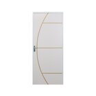 Kit Porta De Madeira Decorada 212x75cm Com Batente De Alumini