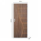 Kit Porta De Madeira Decorada 212x85cm Com Batente De Alumíni