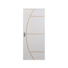 Kit Porta De Madeira Decorada 212x85cm Com Batente De Alumini