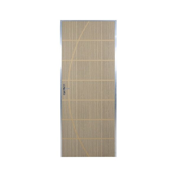 Kit Porta De Madeira Decorada 212x95cm Com Batente De Alumini
