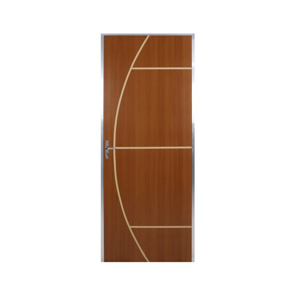 Kit Porta De Madeira Decorada 212x95cm Com Batente De Alumini