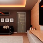 Kit Porta De Madeira Decorada 215x64cm Com Batente De Mdf Ult