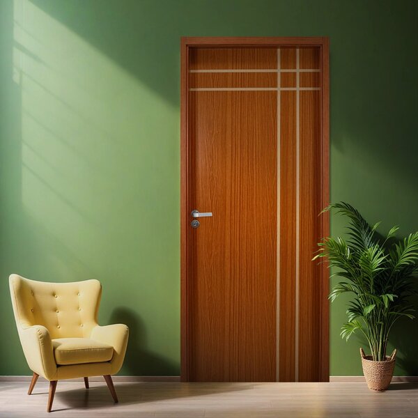 Kit Porta De Madeira Decorada 215x64cm Com Batente De Mdf Ult