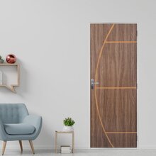 Kit Porta De Madeira Decorada 215x65cm Com Batente De Aço 06c