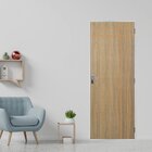 Kit Porta De Madeira Decorada 215x65cm Com Batente De Aço 6cm