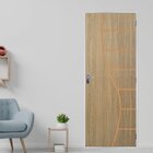 Kit Porta De Madeira Decorada 215x65cm Com Batente De Aço 6cm